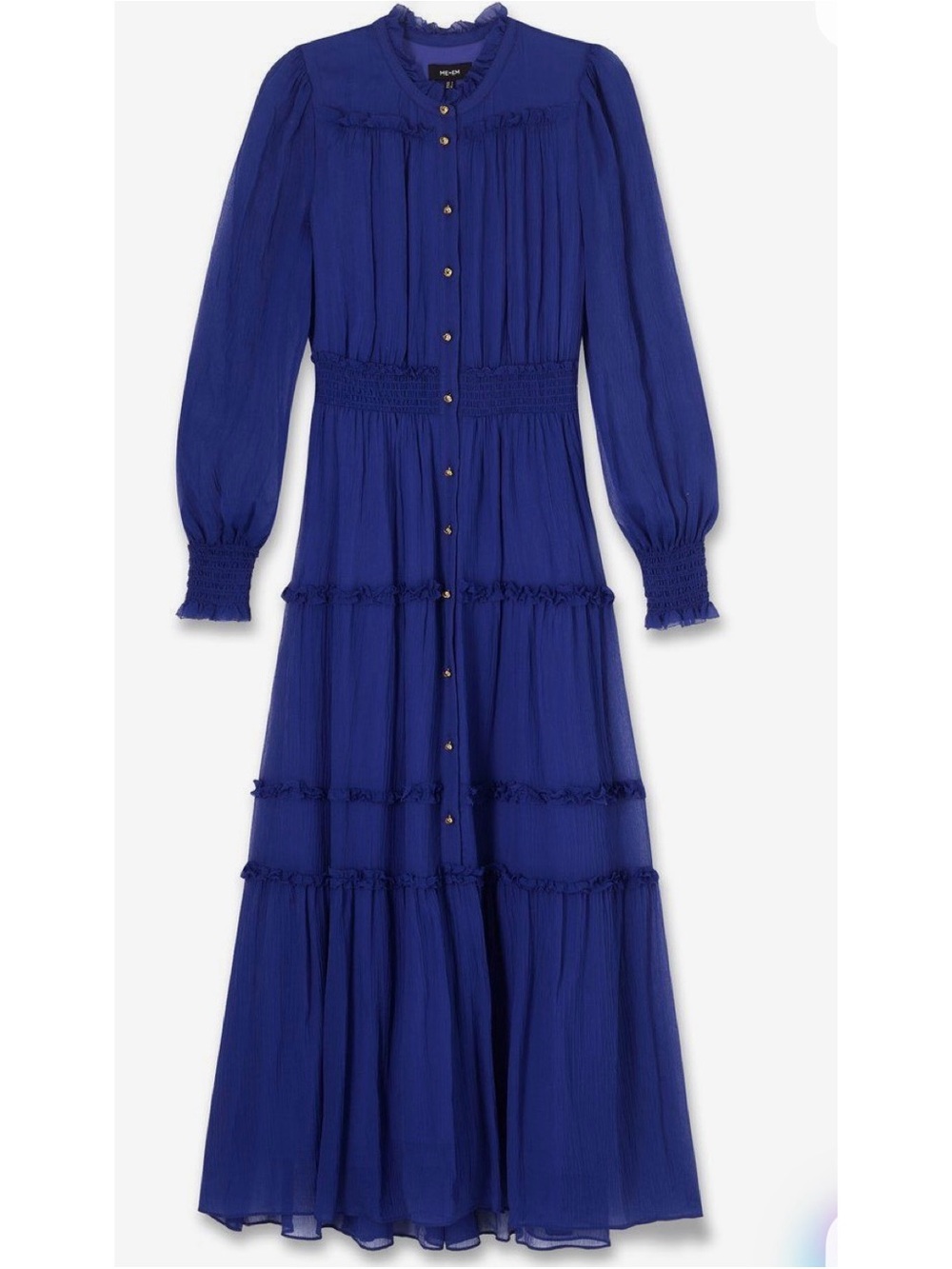 Long Sleeve Tiered Maxi Dress in Royal Blue